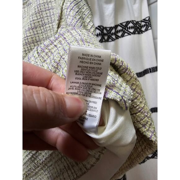 NWT WAYF light green glittery tweed corset style crop top miniskirt set large - Picture 12 of 12